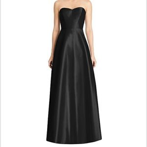 Alfred Sung Strapless A-Line Satin Dress with Pockets